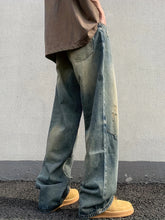 Threebooy Men's Stylish Loose Denim Pants With Pockets, Active Breathable Comfy Straight Leg Trousers For Breakdancing Skateboarding Taking Photos